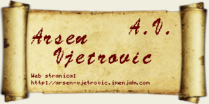 Arsen Vjetrović vizit kartica